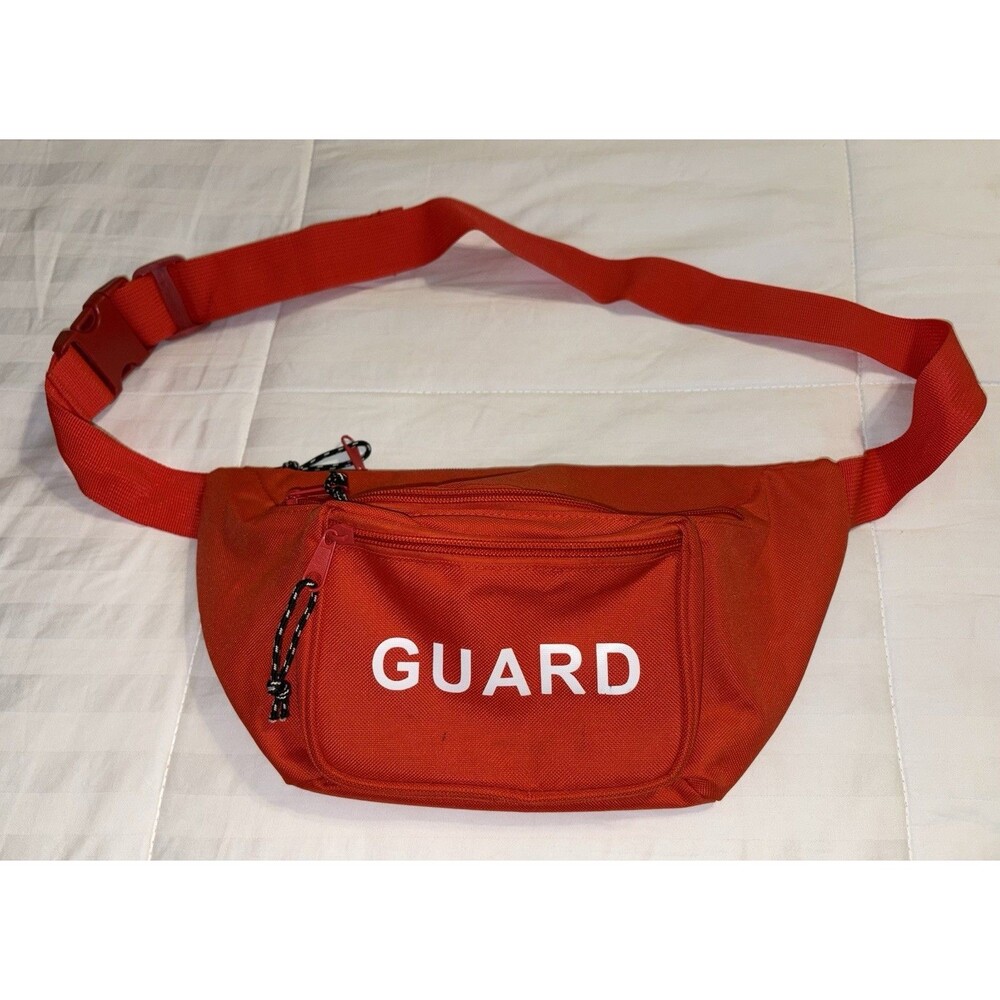 FANNY PACK LIFE GUARD Red/White 3 ZIPPER First Aid Hiking Beach  Pool